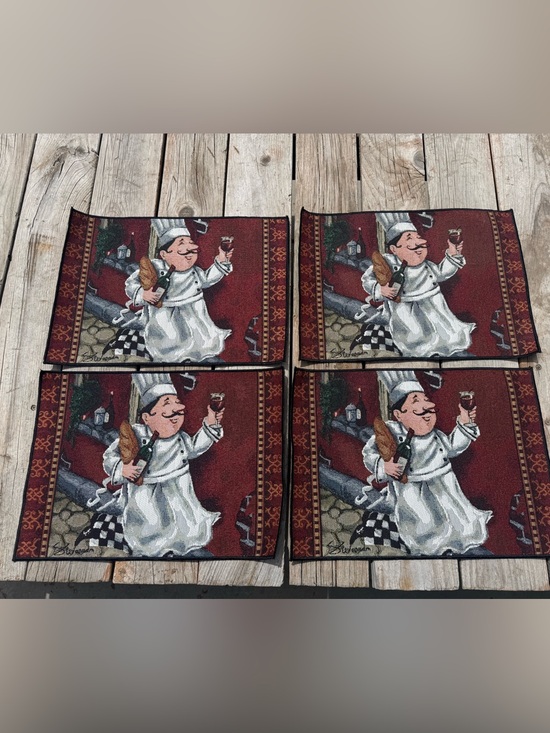 Other - Chef Print Tapestry Placemats - Red, White, Black